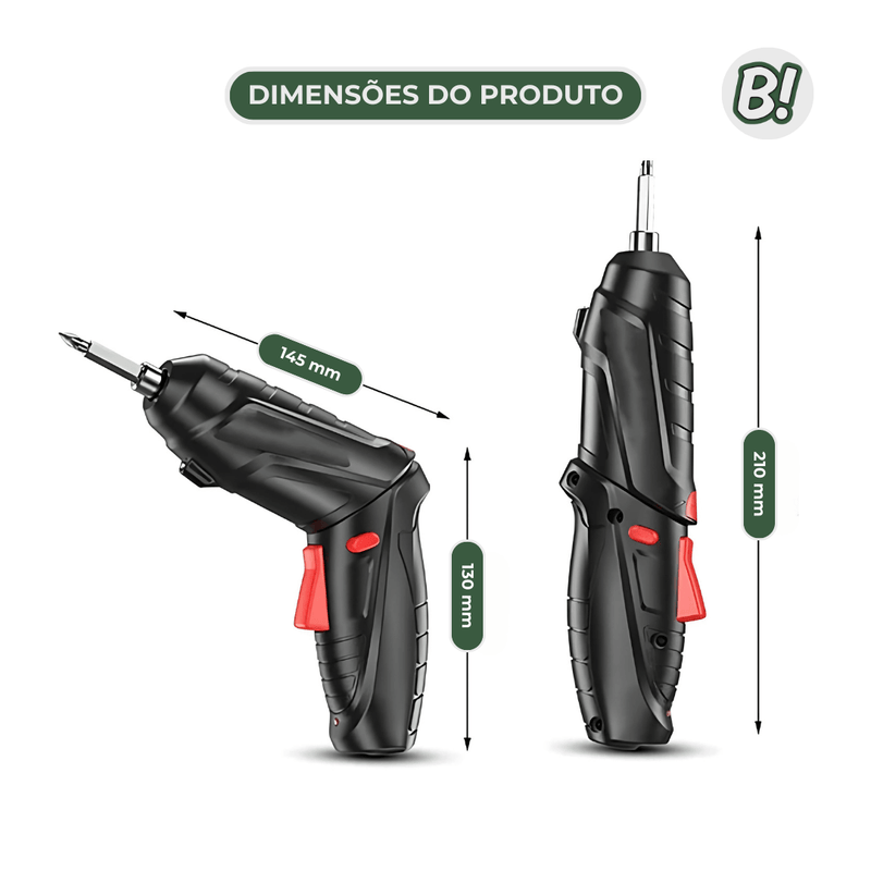FixTool 360 – Parafusadeira Elétrica Compacta com Kit 47 Peças