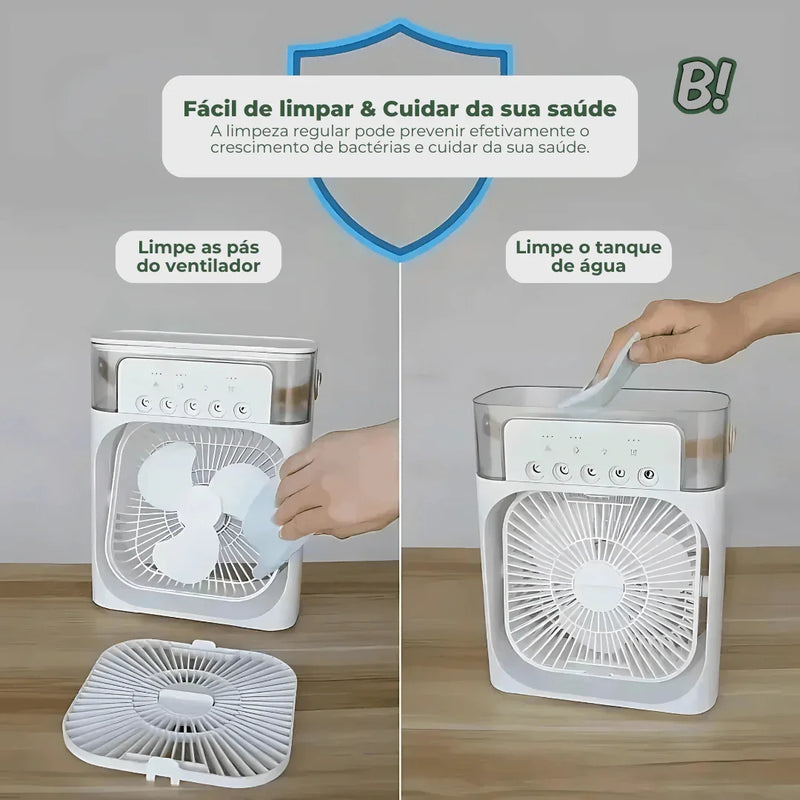 ClimaLeve – Ventilador Portátil com Névoa e LED