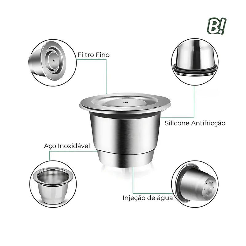 Cápsula Reutilizável em Aço Inoxidável
