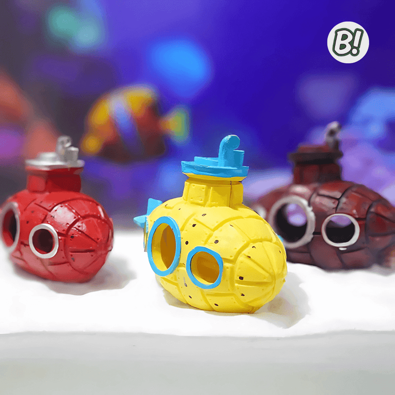 Subninhos – Ornamento de submarino colorido para aquário