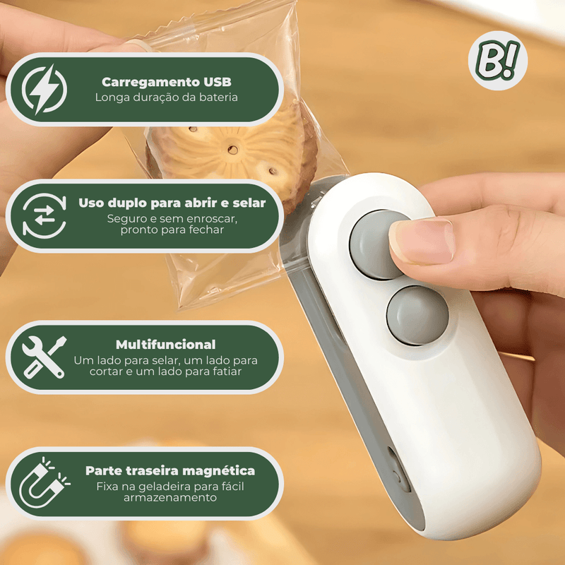 SelarX – Mini Seladora Portátil e Recarregável