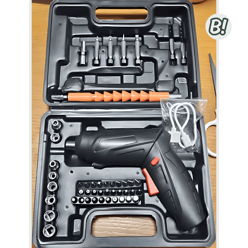 FixTool 360 – Parafusadeira Elétrica Compacta com Kit 47 Peças