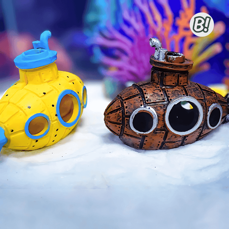 Subninhos – Ornamento de submarino colorido para aquário