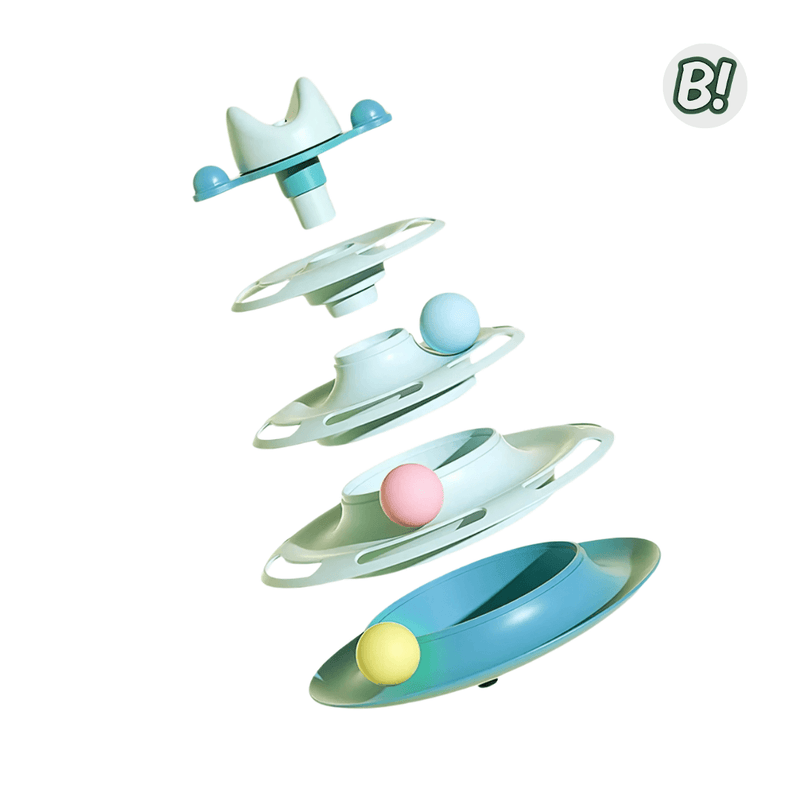 Torre Miau – Brinquedo Interativo com Bolinhas e Pena para Gatos