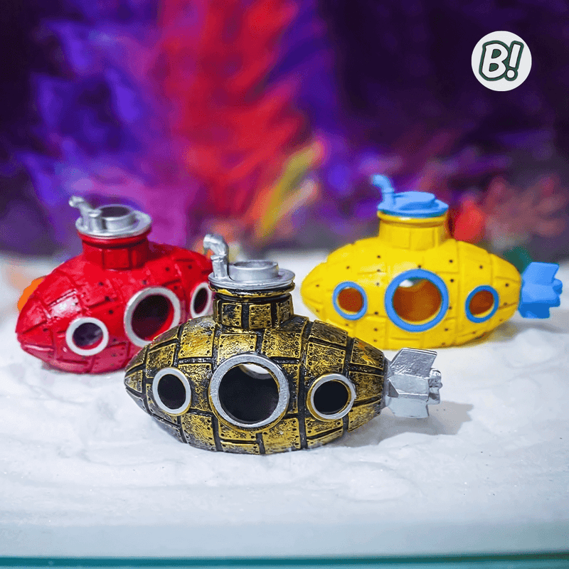 Subninhos – Ornamento de submarino colorido para aquário