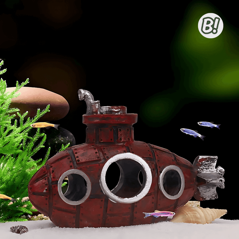 Subninhos – Ornamento de submarino colorido para aquário