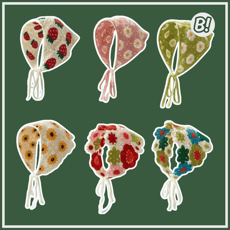 Trama de Flores – Bandana Triangular de Crochê